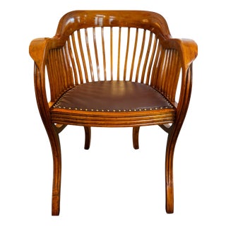 Desk Chair in Beech and Leather, 1930s For Sale
