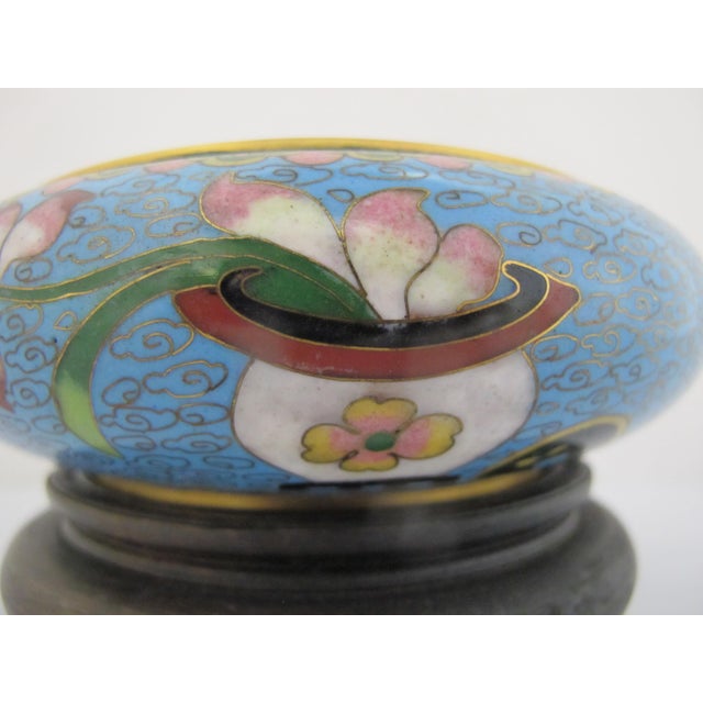 Turquoise Chinese Turquoise Cloisonne Vase Flower Brush Washer Bowl Custom Stand For Sale - Image 8 of 16