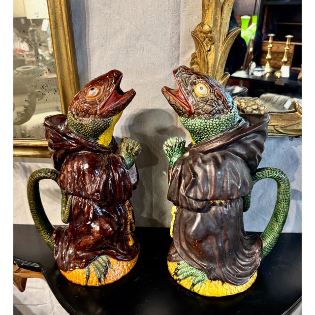 Portuguese Lizard-Monk Jug by Manuel Marfa For Sale - Image 4 of 17