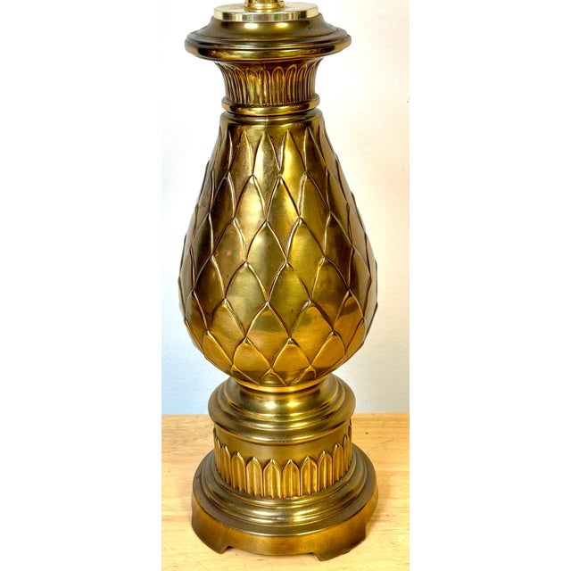 Mid 20th Century Pair of Hollywood Regency Brass Artichoke Table Lamps by Stiffel, 1960s For Sale - Image 5 of 15