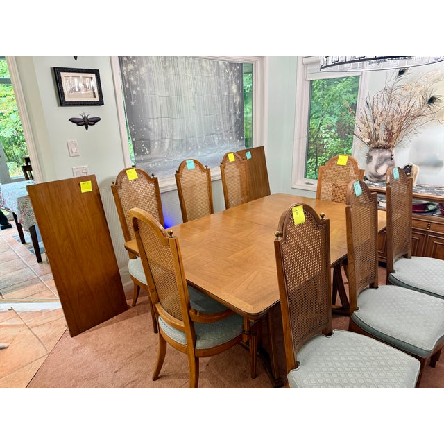 1970s Hollywood Regency Faux Bamboo Dining Set by Thomasville / American Drew - 8 Chairs For Sale - Image 14 of 17