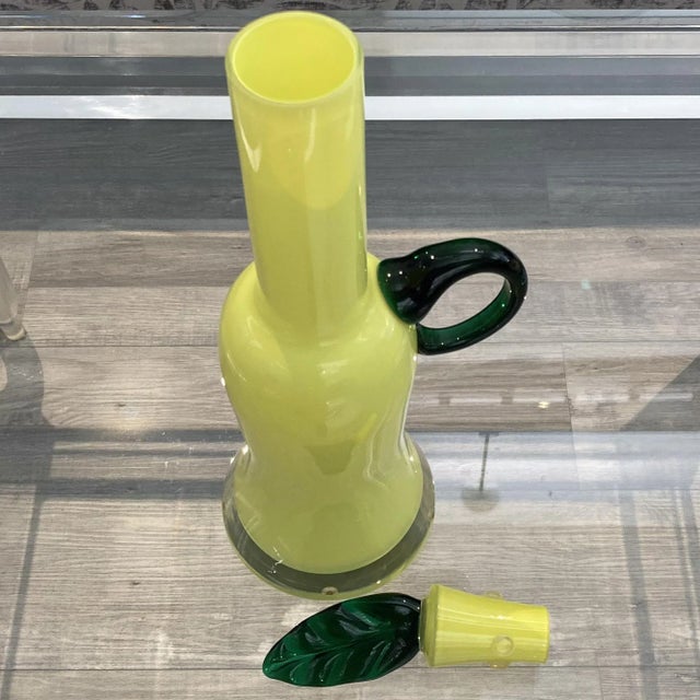 Glass Vintage Canary Cased Glass Decanter For Sale - Image 7 of 10