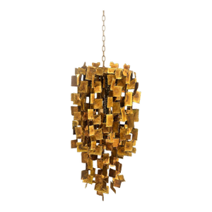 1960s Mid Century Modern Tom Greene Brutalist Torch-Cut Brass Chandelier for Feldman 1960s