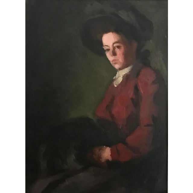 Original vintage American impressionist oil painting a portrait of a young woman attributed to Robert Henri. Oil on canvas...