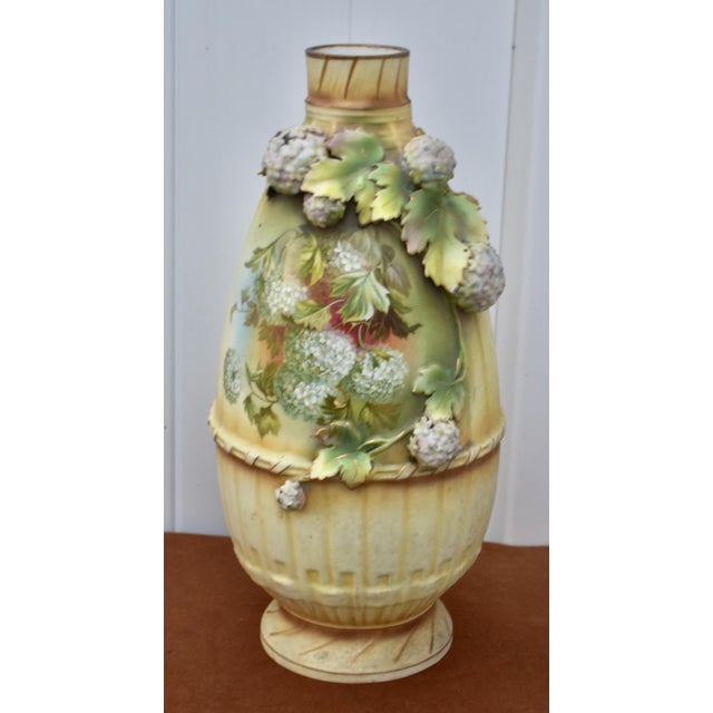 Digital Robert Hanke Porcelain Vase Antique Austria Art Nouveau 3d Floral Encrusted For Sale - Image 7 of 18