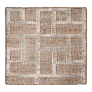 Rug & Kilim Jute Beige and White Squares Rug, 8' x 8'