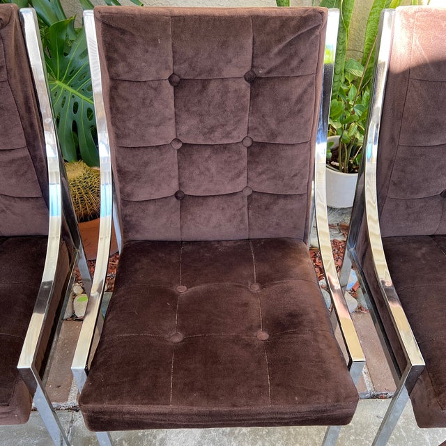 Set of 5 Vintage Chrome Frame Dining Chairs in the Style of Milo Baughman For Sale - Image 10 of 12