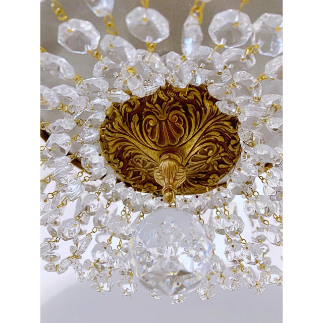 Brass Vintage 1960s Italian Brass Basket Chandelier For Sale - Image 8 of 9