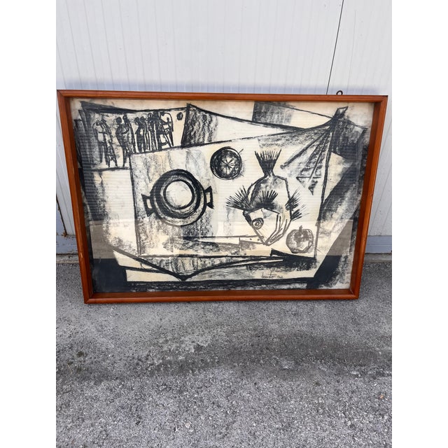 Glass Dario D'amato, Work, 1962, Charcoal on Paper For Sale - Image 7 of 10