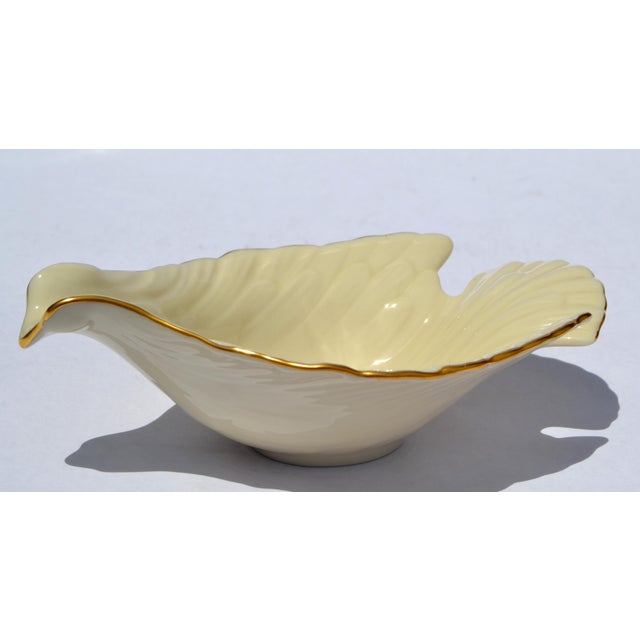 1980s Lenox Dove Collection Open Candy Dish Fine Bone Ceramic Porcelain Gold Trim For Sale - Image 13 of 13