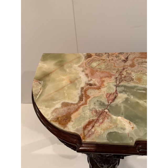 Italian Carved Wood & Onyx Highly Carved Console Table For Sale - Image 4 of 15
