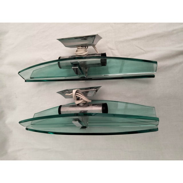 Glass Vintage Wall Lights, 1970s, Set of 2 For Sale - Image 7 of 9
