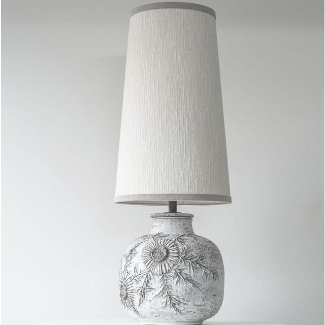 1970s Vaullaris White Lamp with Floral Relief by R. Houben, 1970 For Sale - Image 5 of 11