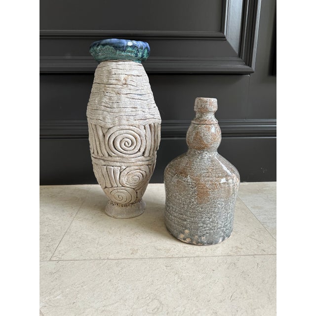 Vintage 1970’s Rustic Studio Pottery Vase For Sale - Image 11 of 11
