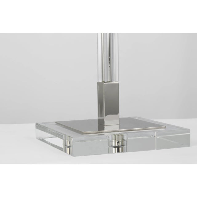 Modern Chapman & Myers for Visual Comfort Signature Reagan Medium Reading Floor Lamp in Polished Nickel & Crystal with Linen Shade For Sale - Image 3 of 4