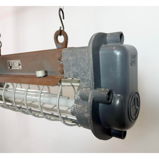 Metal Industrial Grey Hanging Tube Light from Elektrosvit, 1970s For Sale - Image 7 of 18