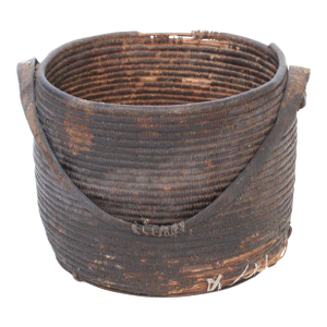Mid 20th Century African Pokot Basket/Leather Bottom