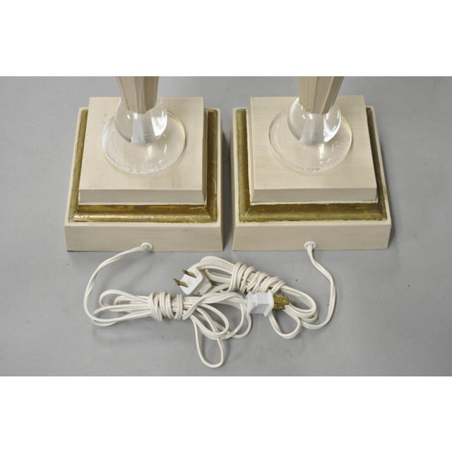 Mid 20th Century Vintage Art Deco Style Acrylic Lucite Sphere Tapered Table Lamps - A Pair For Sale - Image 10 of 12