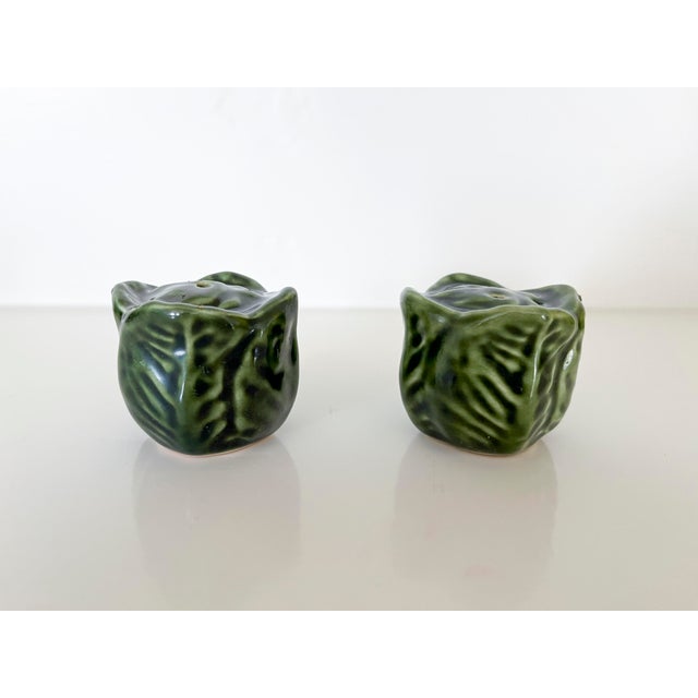 Traditional Mid 20th Century Cabbage Leaf Salt Pepper Shakers - a Pair For Sale - Image 3 of 4