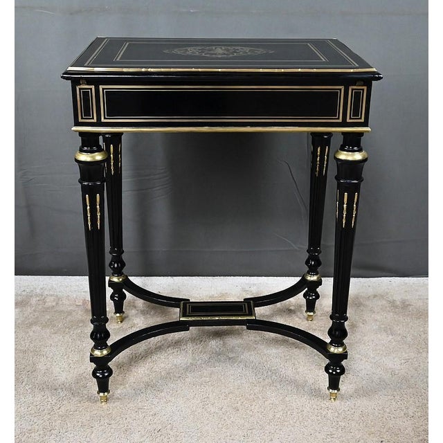 Late 19th Century Napoleon III Blackened Wood Worktable For Sale - Image 16 of 18