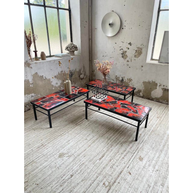 Modern Lava Stone Ceramic Coffee Tables from Vallauris, 1950s, Set of 3 For Sale - Image 10 of 18
