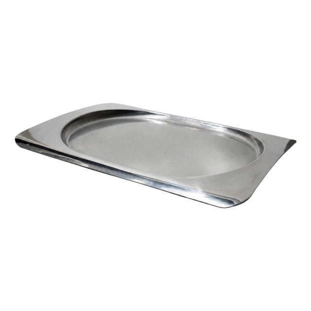 Vintage Modern Minimalist Stainless Steel Tray, 1990s For Sale