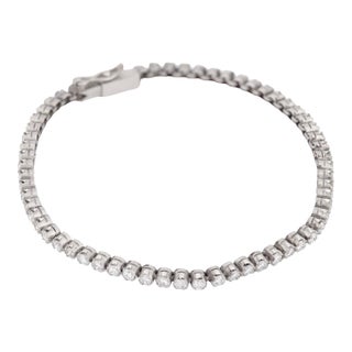 Vintage 3.10 Carat Total Weight Diamond 18k White Gold Tennis Bracelet For Sale