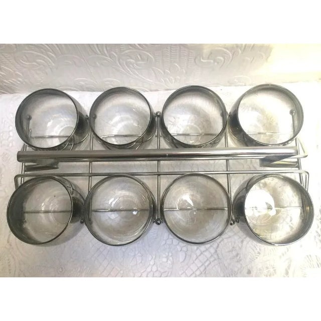 Dorothy Thorpe 1950s Vintage Mid-Century Modern Silver Fade Dorothy Thorpe Roly Poly Glasses in Carrier - Set of 8 For Sale - Image 4 of 8