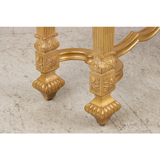 Stone Rococo Style Gilt & Gold Marble Top Console Table For Sale - Image 7 of 18