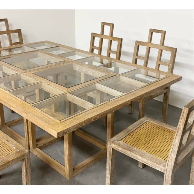 Vintage Chairs and Dining Table in Limed Oak by Jean Michel Wilmotte, 1970s, Set of 7 For Sale - Image 4 of 10