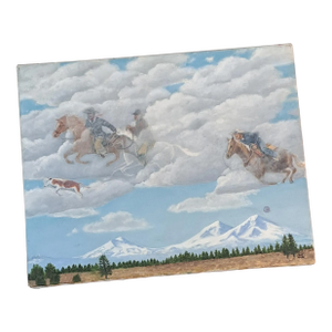 Vintage Oil Painting 2006 Riders in the Sky Original Oil Panting Riders in the Sky