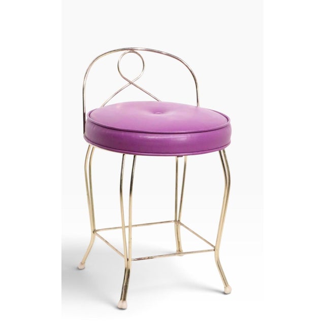 Glamorous vanity stool made by George Koch & Sons, circa 1950/60's. The bench features a gold tone metal frame contrasted...