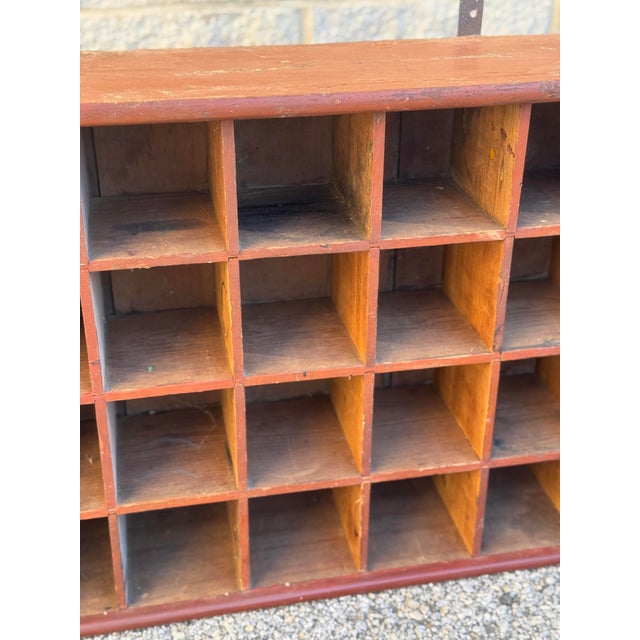 Brown Vintage Industrial Wooden Sorting Cabinet With 32 Compartments For Sale - Image 8 of 8