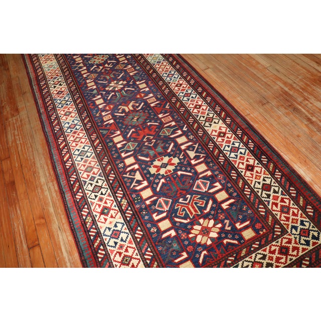 Zabihi Collection Antique Caucasian Kuba 19th Century Wide Runner - 3'11" x 12'1" For Sale - Image 4 of 11