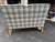 Shabby Chic Vintage North Hickory Furniture Blue/Tan Plaid Wingback Settee W/ Nail Head Trim For Sale - Image 3 of 18