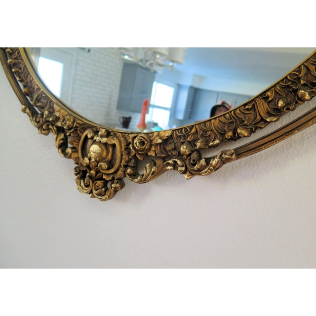 French Large Vintage Louis XV Style Gold Leaf Mirror For Sale - Image 3 of 8