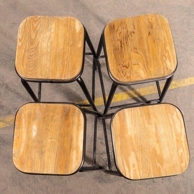 Industrial Vintage Industrial French Stacking High Stool in Steel from Mullca, 1950s For Sale - Image 3 of 9