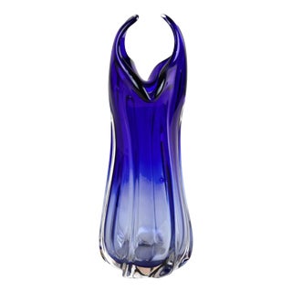 Mid-Century Modern Blue Murano Glass Vase, Italy, 1970 For Sale