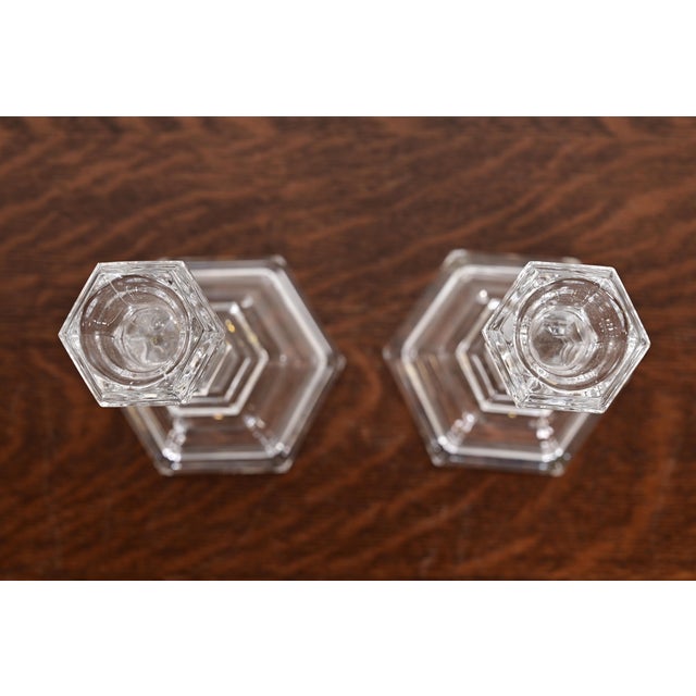 Late 20th Century Tiffany & Co. Clear Crystal Candlesticks, Pair For Sale - Image 5 of 11