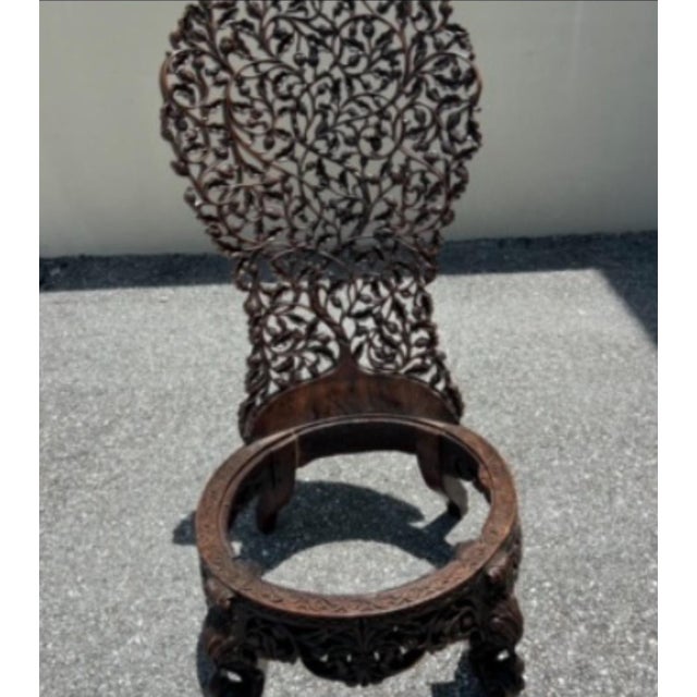 Brown 19th Century Victorian Wood Hand Carved Anglo Indian Burmese Chair For Sale - Image 8 of 12