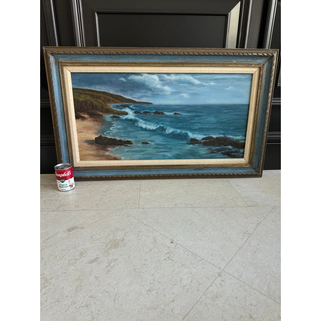 Vintage Large Mid-Century Original Oil Painting California Plein Air Seascape For Sale - Image 9 of 10