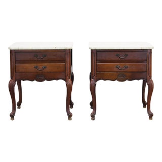 1970s Vintage Pair Nightstands With Stone Tops For Sale
