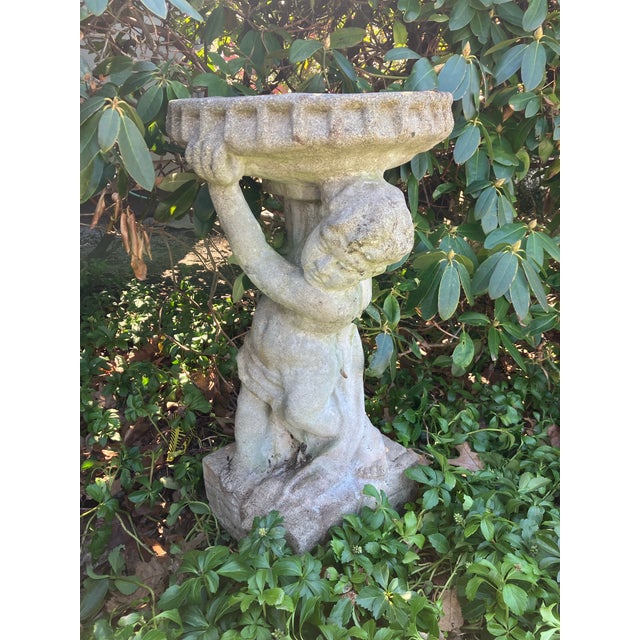 Sculpture Materials Vintage Figural Cement Bird Bath For Sale - Image 7 of 8