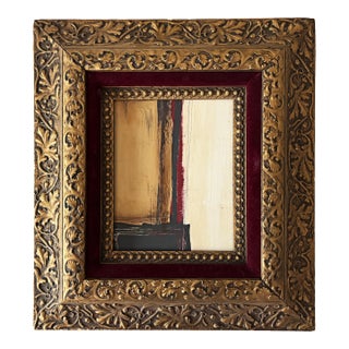 “Romantic” Abstract Art in 1860's Antique Frame, Transitional Living Room Art by JTS For Sale