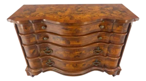 Burl Patches Veneer Work Olive Wood Serpentine Front Dresser Bachelor Chest