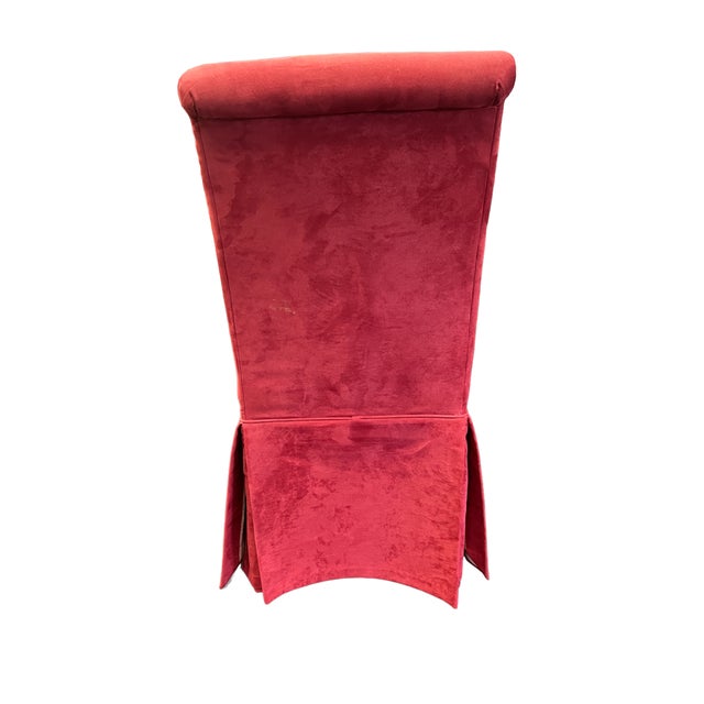 1990s Pair of Red Velour Slipper Chairs For Sale - Image 5 of 9