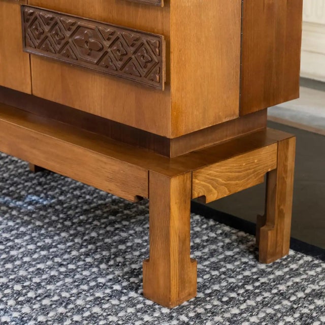 1960s Italian Walnut Low Bar Cabinet For Sale - Image 9 of 10