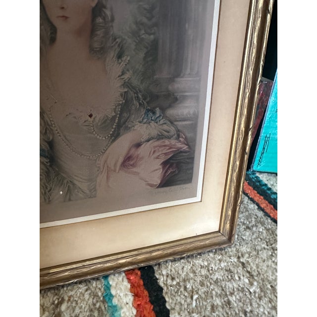 1970s Vintage Gold Framed Mezzotint of Woman For Sale - Image 5 of 7