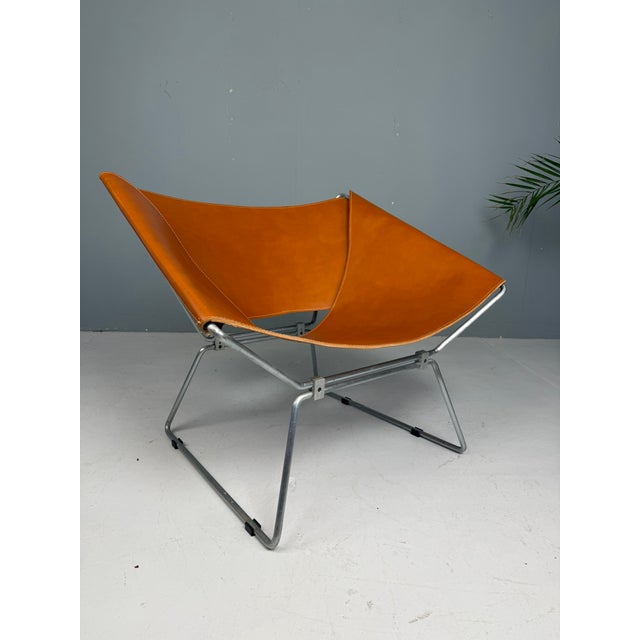 Mid-Century Modern AP-14 Armchair in Cognac Leather by Pierre Paulin for AP Polak, 1955 For Sale - Image 3 of 18