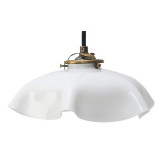 French White Opaline Glass Pendant Lamp For Sale